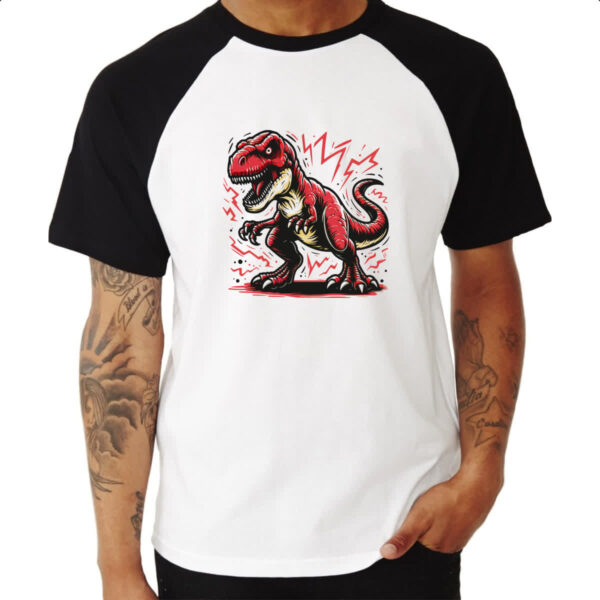 Camiseta Raglan T-Rex eletrico - Imagem 3