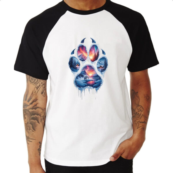 Camiseta Raglan Urso Polar Pata Paisagem - Imagem 3