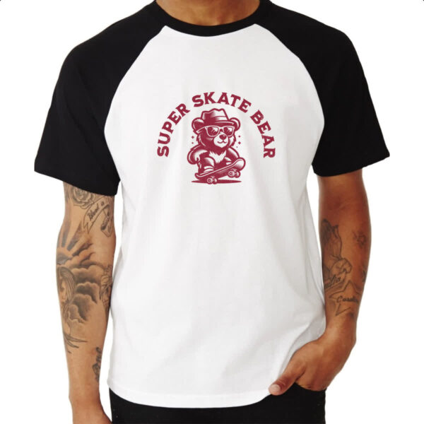 Camiseta Raglan Urso super skate - Imagem 3