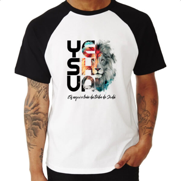 Camiseta Raglan Yeshua - Leao da tribo de Juda - Imagem 3