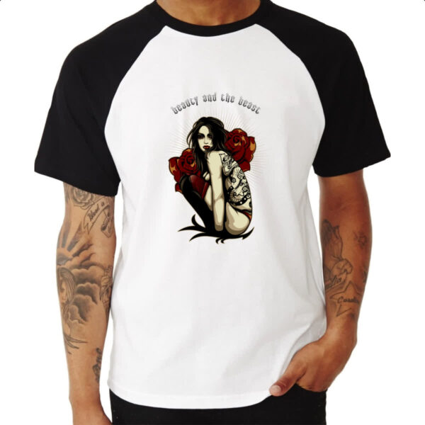 Camiseta Raglan Beauty and the beast - Imagem 3