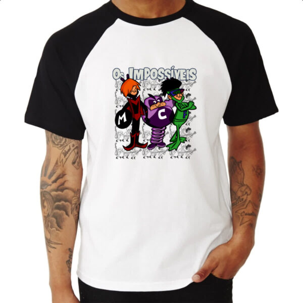 Camiseta Raglan Nostalgia Os impossiveis fundo grafite - Imagem 3