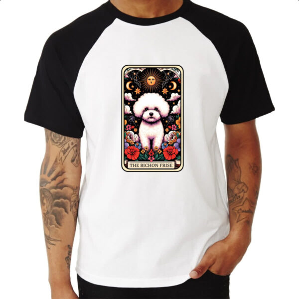 Camiseta Raglan Taro cachorro Bichon Frise - Imagem 3