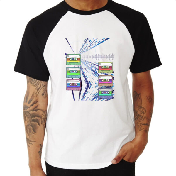 Camiseta Raglan Fitas K7 anos 80 difusion art - Imagem 3