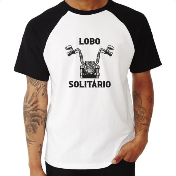 Camiseta Raglan Guidao moto lobo solitario - Imagem 3