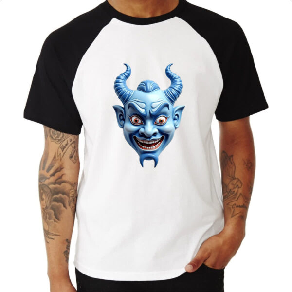 Camiseta Raglan Mascara Hannya de porcelana - Imagem 3