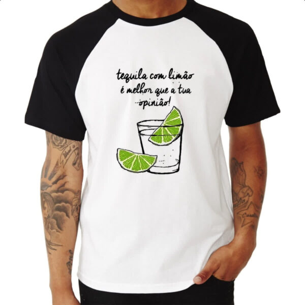Camiseta Raglan Tequila com limao opniao - Imagem 3