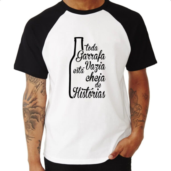 Camiseta Raglan Toda Garrafa Vazia  tem Historia - Imagem 3