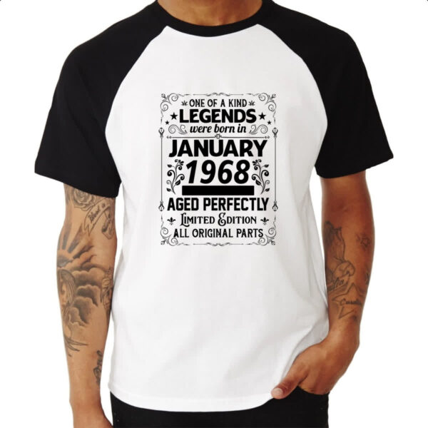 Camiseta Raglan Legends Were Born JAN-1968 - Imagem 3