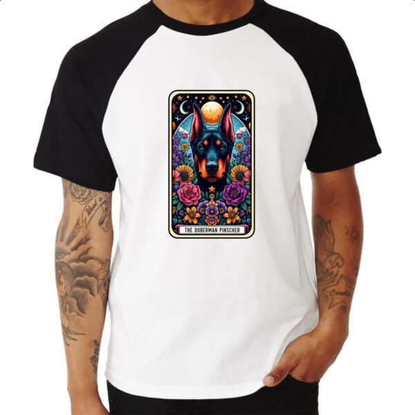 Camiseta Raglan Taro cachorro Doberman - Imagem 3