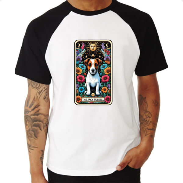 Camiseta Raglan Taro cachorro Jack Russell Terrier - Imagem 3