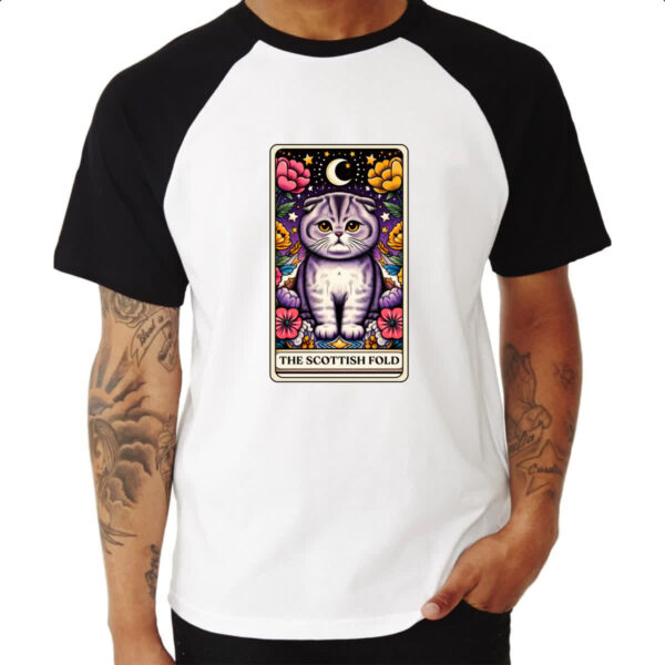 Camiseta Raglan Taro Gato Scottish Fold - Imagem 3