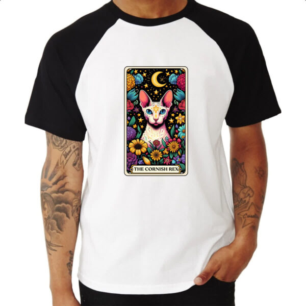 Camiseta Raglan Taro gato Cornish Rex - Imagem 3