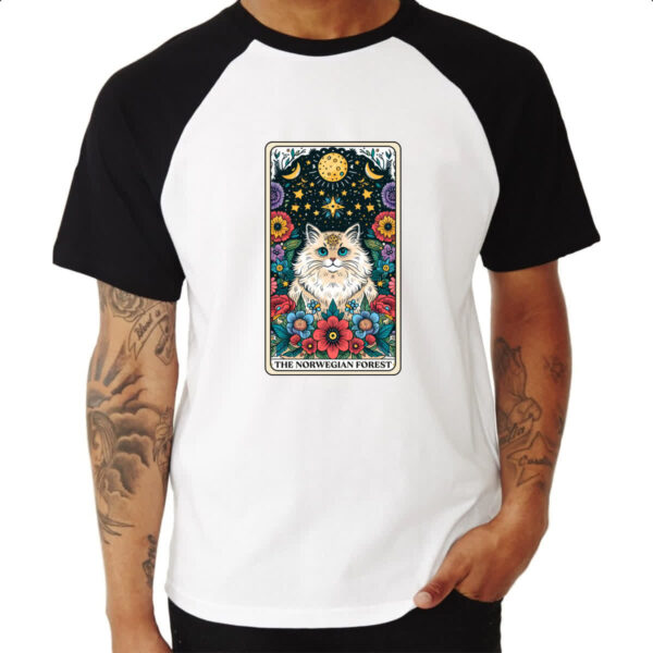 Camiseta Raglan Taro gato Noruegues da Floresta - Imagem 3