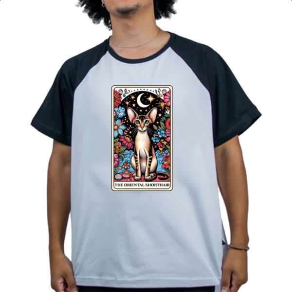 Camiseta Raglan Taro gato Oriental Shorthair - Imagem 4