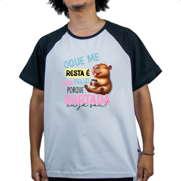 Camiseta Raglan Capivara resta ser feliz - Imagem 4