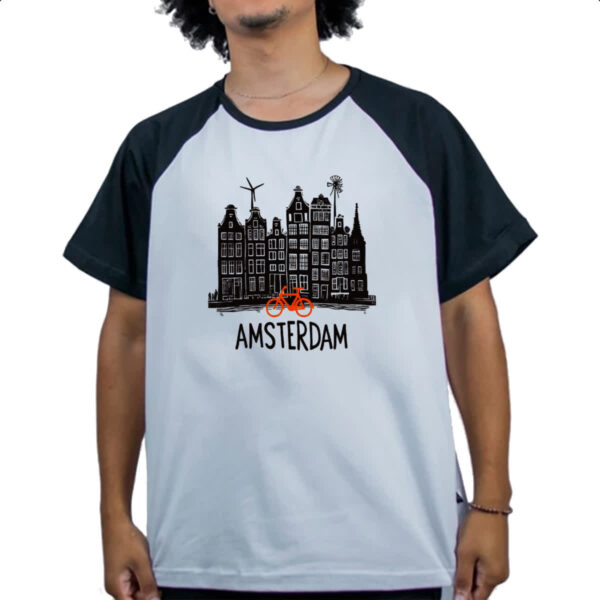 Camiseta Raglan Amsterdam Pintura Nanquim - Imagem 4