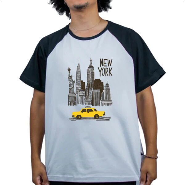 Camiseta Raglan New York Pintura Nanquim - Imagem 4