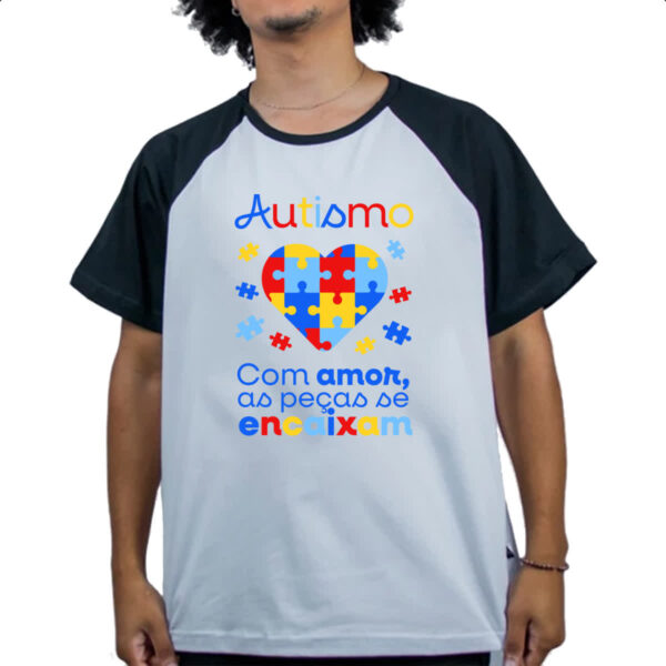 Camiseta Raglan Autismo amor encaixa - Imagem 4