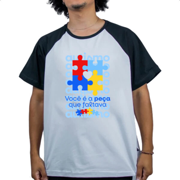 Camiseta Raglan Autismo peca que faltava - Imagem 4