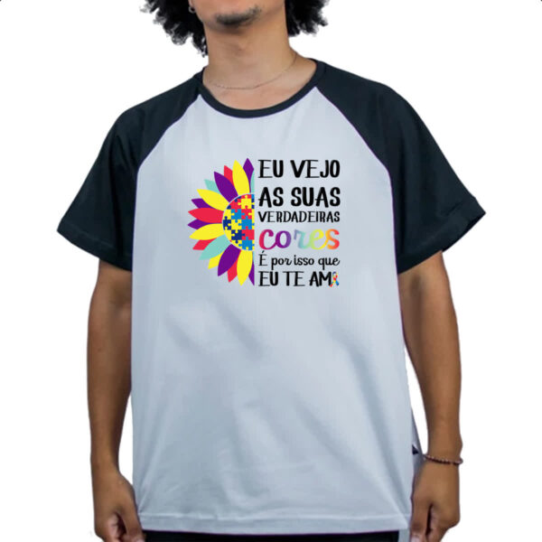 Camiseta Raglan Autismo verdadeira cores - Imagem 4