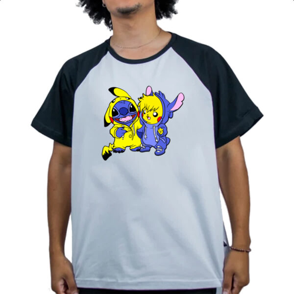 Camiseta Raglan Stitch and Pikachu - Imagem 4