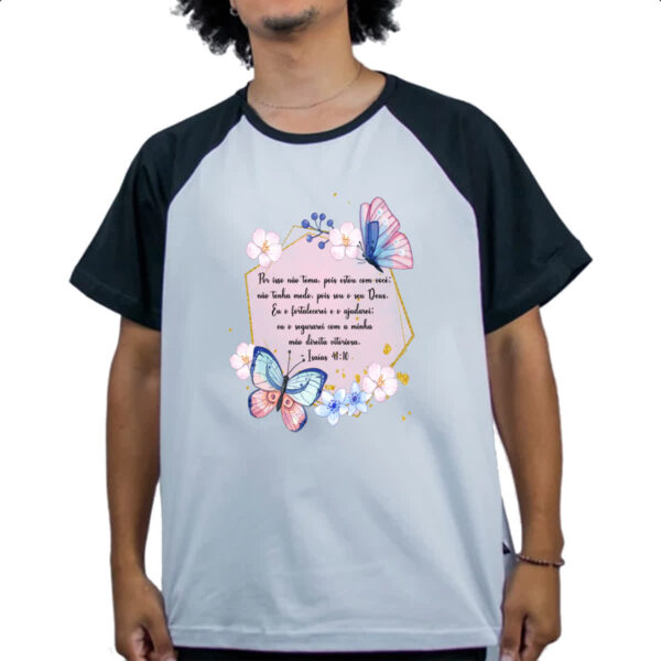 Camiseta Raglan Versiculo Moldurado por isso nao tema - Imagem 4