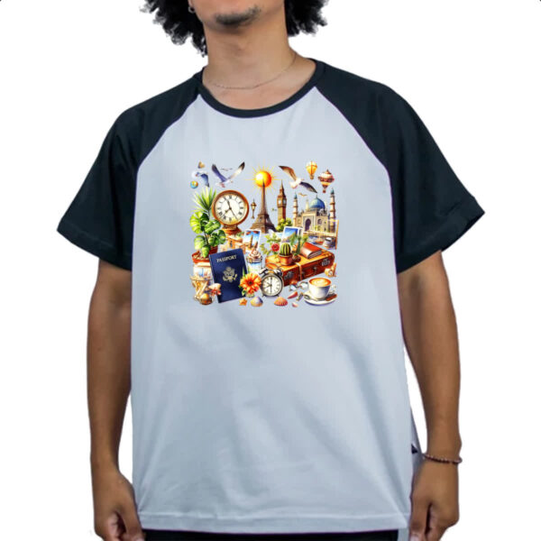 Camiseta Raglan Viagem passaporte turismo - Imagem 4