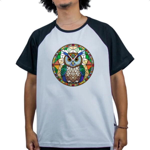 Camiseta Raglan Vitral Coruja - Imagem 4