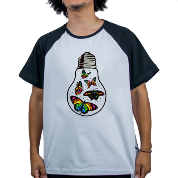 Camiseta Raglan Borboletas em lampada - Imagem 4