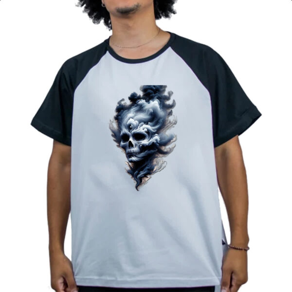 Camiseta Raglan Caveira esfumacada - Imagem 4