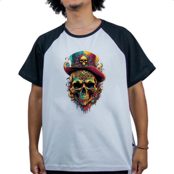 Camiseta Raglan Cranio pirata joias - Imagem 4