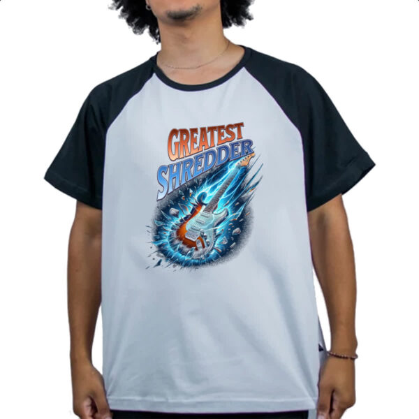 Camiseta Raglan Guitarra Greatest Shredder - Imagem 4