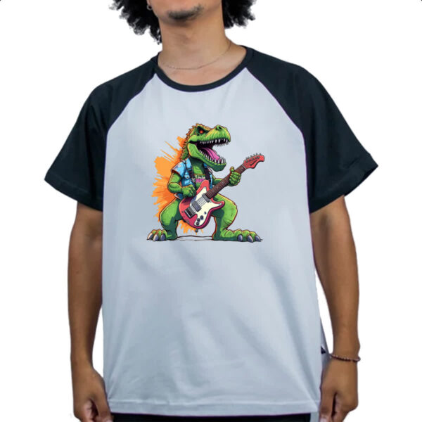 Camiseta Raglan T-Rex Guitarrista - Imagem 4