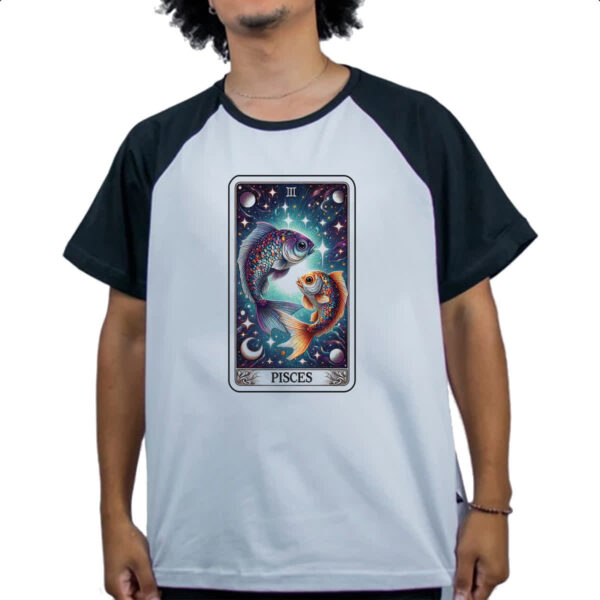 Camiseta Raglan Signo Carta Taro Peixes - Imagem 4