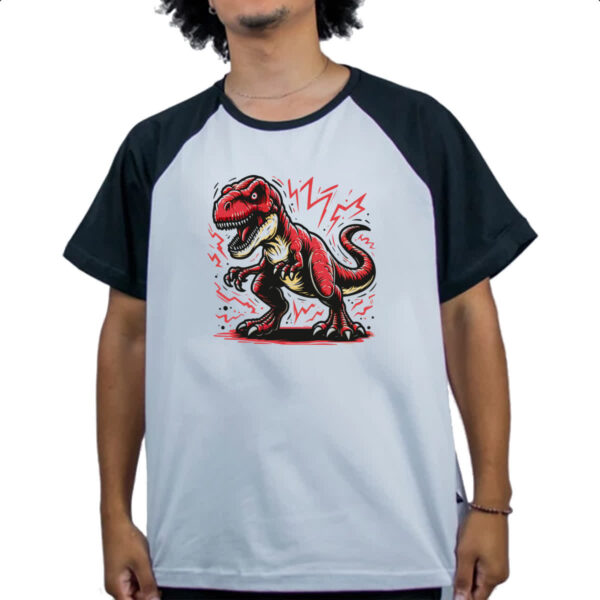 Camiseta Raglan T-Rex eletrico - Imagem 4