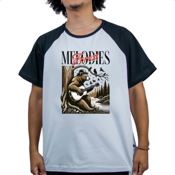 Camiseta Raglan Urso Melodia da Floresta - Imagem 4