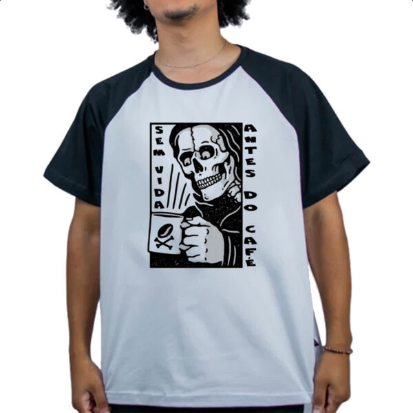 Camiseta Raglan Sem vida antes do cafe - Imagem 4