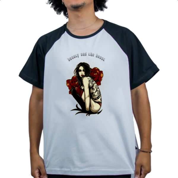 Camiseta Raglan Beauty and the beast - Imagem 4