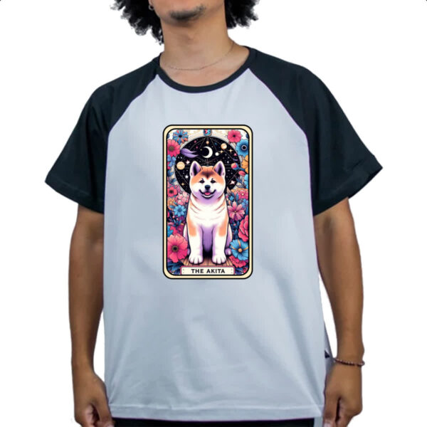 Camiseta Raglan Taro cachorro Akita - Imagem 4