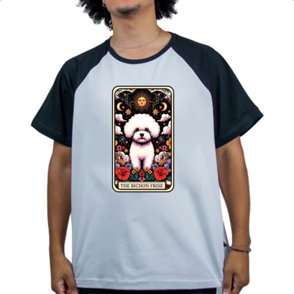 Camiseta Raglan Taro cachorro Bichon Frise - Imagem 4