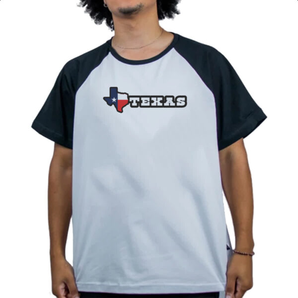 Camiseta Raglan Texas mapa estado country - Imagem 4