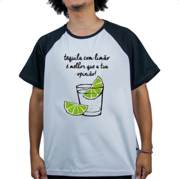 Camiseta Raglan Tequila com limao opniao - Imagem 4