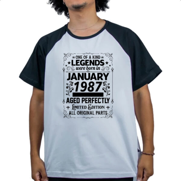 Camiseta Raglan Legends Were Born JAN-1987 - Imagem 4