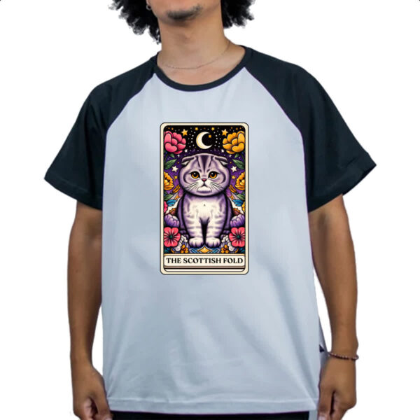 Camiseta Raglan Taro Gato Scottish Fold - Imagem 4