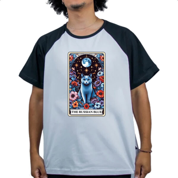 Camiseta Raglan Taro gato Azul russo - Imagem 4