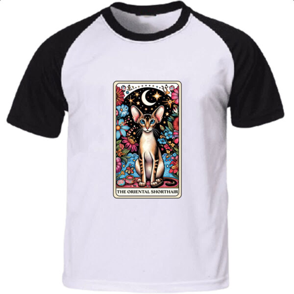 Camiseta Raglan Taro gato Oriental Shorthair