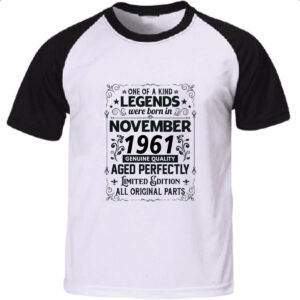 Camiseta Raglan Legends Were Born NOV-1961