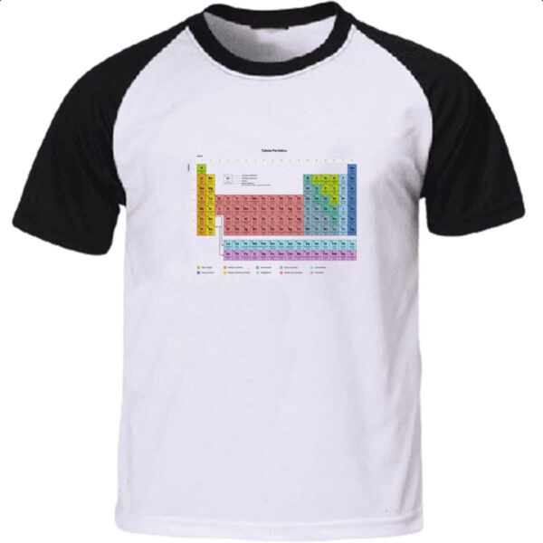 Camiseta Raglan Tabela periodica colorida