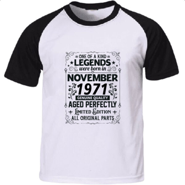 Camiseta Raglan Legends Were Born NOV-1971